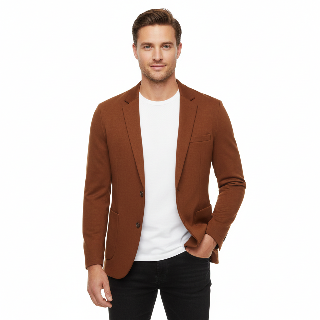 Men’s Classic Grey Two-Button Blazer – Tailored Modern Fit