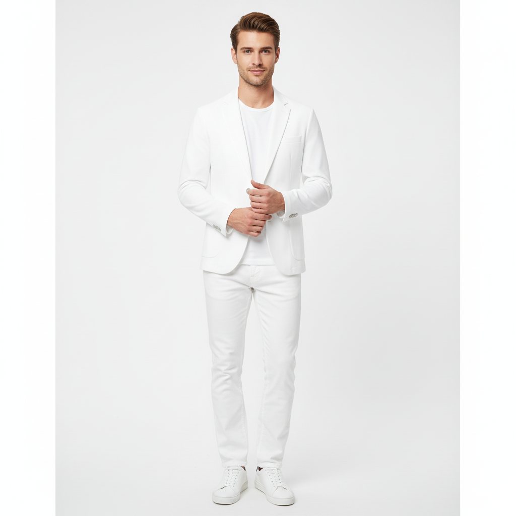 Men’s Classic Grey Two-Button Blazer – Tailored Modern Fit