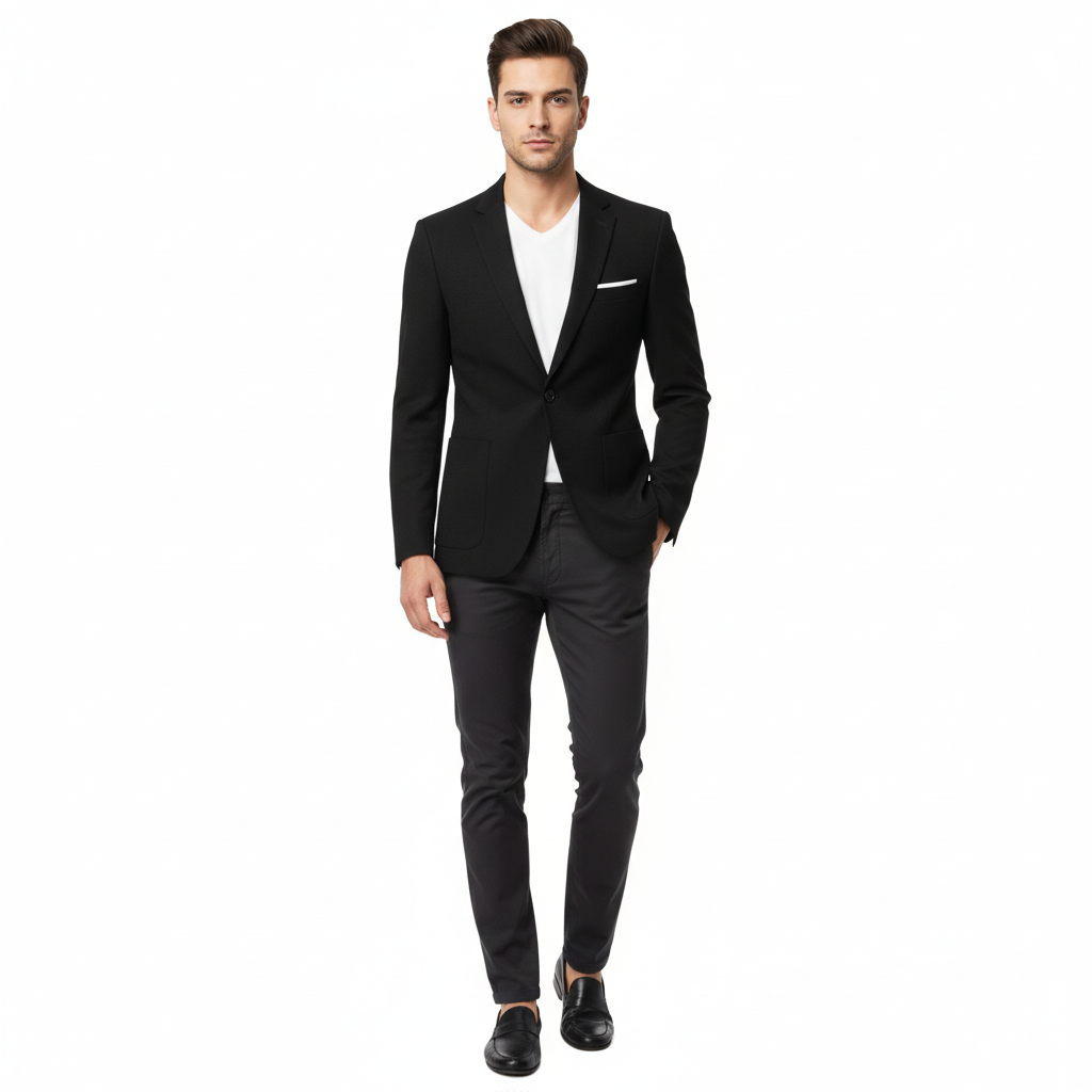 Men’s Light Beige Casual Blazer – Modern Slim Fit with Pocket Detailing