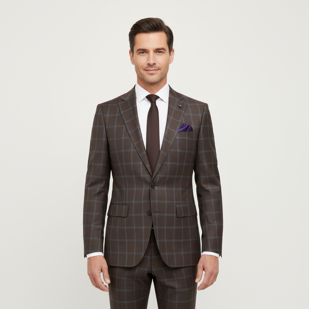 Pink Checkered Slim-Fit Men’s Blazer – Modern Single-Button Style